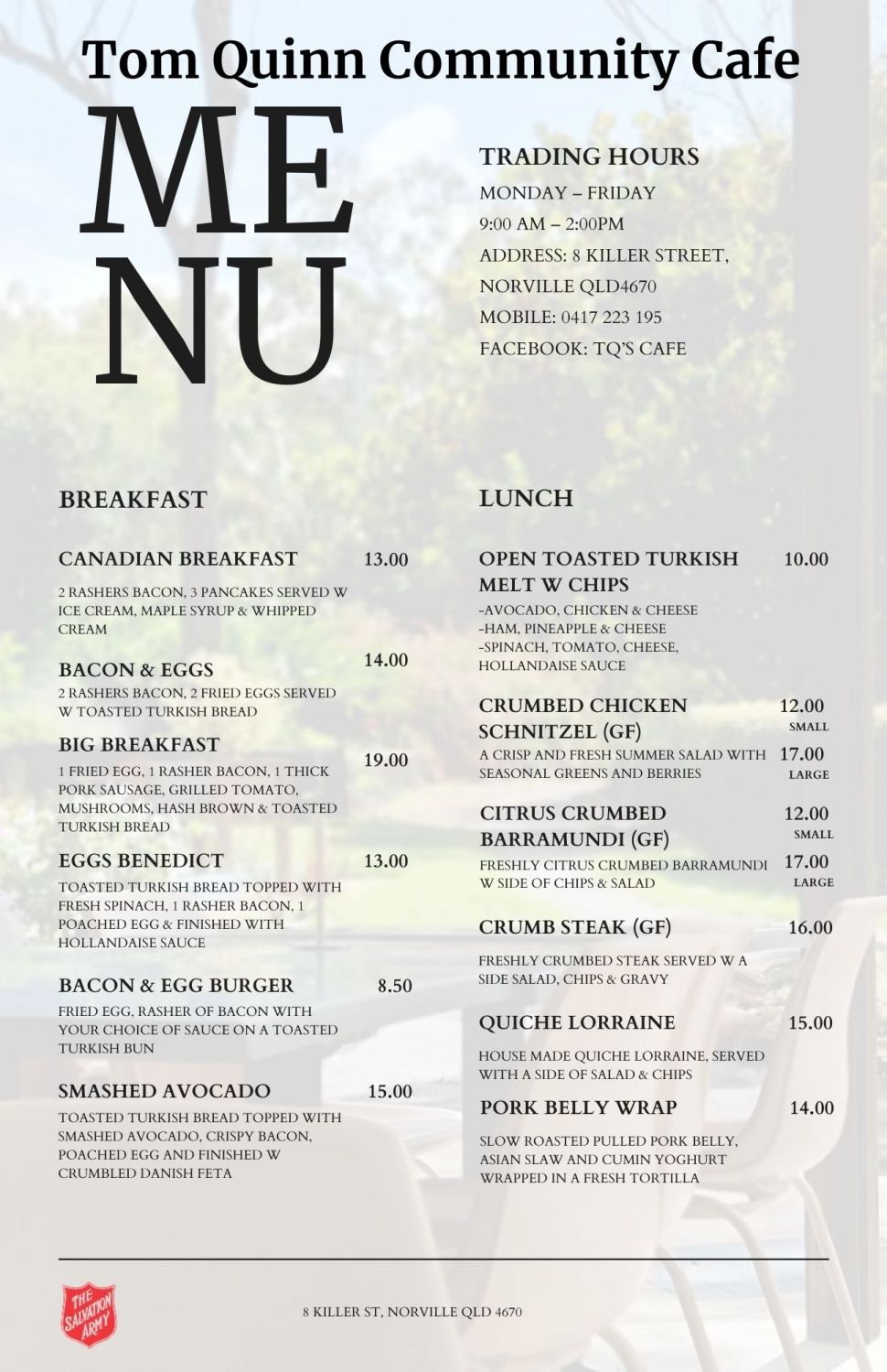 TQ's Café Bundaberg The Salvation Army Australia